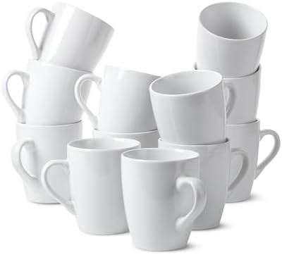 BTaT- White Coffee Mug Set, 12 Pack, 12oz, Ceramic Coffee Cups | Bulk Mug Set for Home, Office, Café, Hot Beverages, Tea, Cappuccino