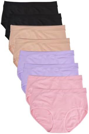 Buankoxy Women's Mid-Rise Stretch Cotton Panties, Assorted Colors