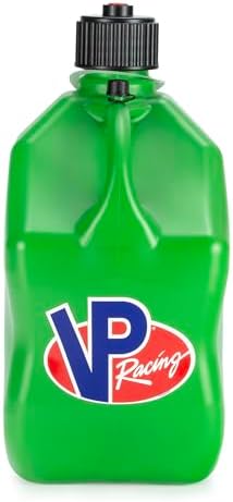 VP Racing 3562-CA, 5.5 Gallon Square Motorsport Jug Green w/ 14" Standard Hose (2 Pack) Close-Trimmed Cap and Neck for Tight Seal
