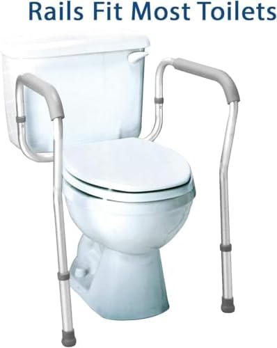 Carex Toilet Safety Rails, Adjustable and Detachable Toilet Safety Frame with Handles for Elderly, Handicap, or Disabled