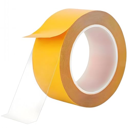 Ultra-Thin Clear Double Sided Tape Heavy Duty 2-Inch x 50 Feet Two Sides Strong Stick Mounting Adhesive Tape for Arts & Crafts, Fix Carpet