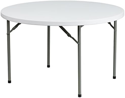 Flash Furniture 5' Round All-Occasion Plastic Folding Event Table for Parties and Trade Shows, Folding Banquet Table for Indoor/Outdoor Events, White
