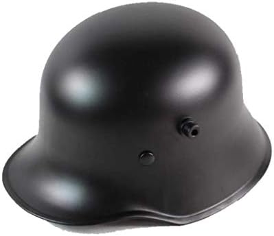 German World War I M16 M18 M1916 Helmet Replica Black with Cowhide Lining and Chin Strap, 1PK