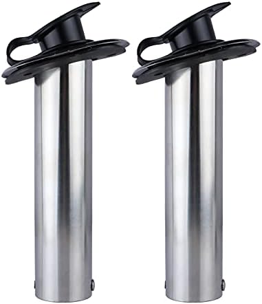 Hoffen 2Pcs Boat Stainless Steel Fishing Rod Holder Flush Mount 15/30/90 Degree with PVC Cap,Inner Tube and Gasket
