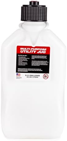 VP Racing Fuels 5.5 Gallon Motorsport Utility Container with 14 Inch Standard Hose Close Trimmed Cap and Neck for Tight Seal, White (4 Pack)