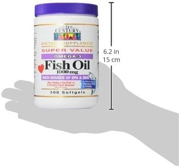21st Century Fish Oil 1000mg Omega-3 Softgels, Value Size, 300 Count | Omega-3 Fish Oil with EPA & DHA, Heart & Cardiovascular Health Support