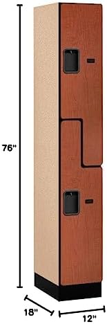 Salsbury Industries 2-Tier S-Style Designer Wood Locker with One Wide Storage Unit, 6-Feet High by 18-Inch Deep, Mahogany
