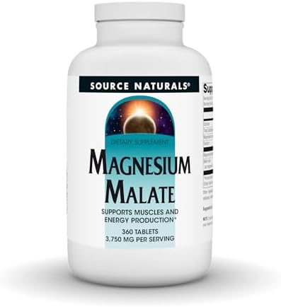 Source Naturals Magnesium Malate, 3,750 mg - 180 Vegetarian Tablets | Supports Muscles and Energy Production*