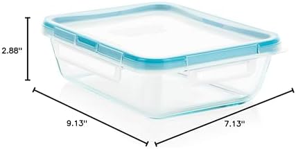 Snapware Snapware 6cup total solution rectangle food storage container glass, 9.3 Ounce (1112403) | Snapware glass container, 6‑cup size, BPA‑free lid, 4 locking tabs, microwave safe, freezer safe, dishwasher safe, 1112403