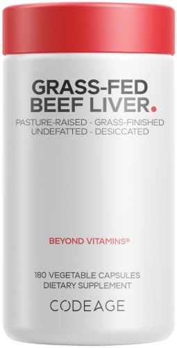 Codeage Beef Liver, Grass-Fed, Freeze Dried, Desiccated, 180 Capsules | Grass-fed, freeze-dried