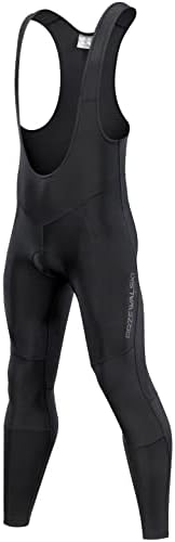 Przewalski Men's Cycling Bib Pants 4D Padded Bike Thermal Bib Tights Black