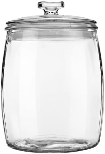 Folinstall Wide Mouth Glass Jar with Airtight Lid, 1/2 Gal Clear Container | 72oz Apothecary Jar for Cookie, Candy, Sugar, Flour, Sourdough Starter