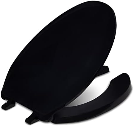 Centoco Toilet Seat Elongated, Commercial, Heavy Duty, SS Hardware, Black | Heavy Duty Hinge, Closed Front, Cover, Plastic, Stainless Steel Hardware, Made in the USA, ‎DS800STS-407