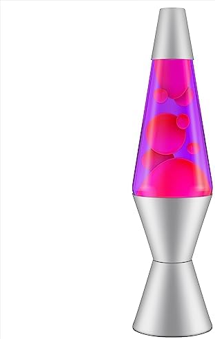 14.5-Inch Silver Base Lava Lamp with Purple Wax in Blue Liquid - 2118
