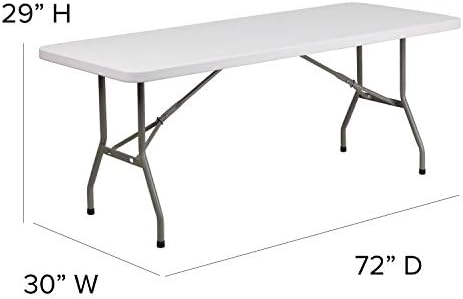 Flash Furniture 5-Foot Granite White Plastic Folding Table | Lightweight, Easy Storage, Commercial Grade