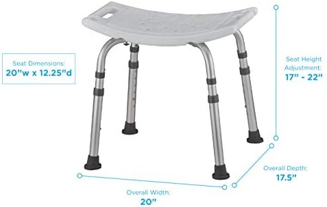NOVA Medical Products Shower & Bath Chair, Quick & Easy Tools Free Assembly, Lightweight & Seat Height Adjustable
