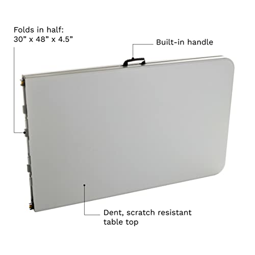 Iceberg IndestrucTable Classic Center-Folding Table, 5 ft, Platinum Granite | Measures 60" x 30" x 29", holds up to 250 lbs, indoor and outdoor use, center-folding for easy carry, ideal for camping