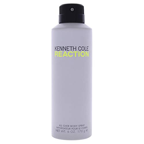 Kenneth Cole Reaction All Over Body Spray for Men, Notes of Juicy Lime, Crisp Green Apple, Patchouli, Citrus Green Woody Fragrance