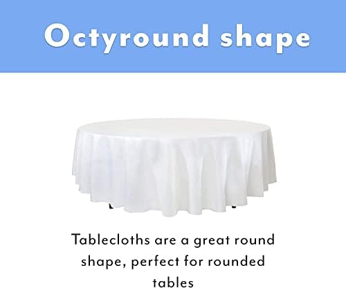 Upper Midland Products White Paper Table Cloths for Round Tables - 82” Octyround Paper Tablecloths with Plastic Backing Round Paper Table Cover