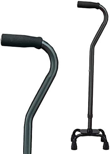 Carex Quad Cane with Small Base, Heavy Duty Quad Cane with Adjustable Height from 28" to 37", 4-Prong Walking Stick with Small Base
