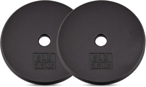 Yes4All Standard Weight Plates, 1-Inch Cast Iron Barbell Weights, Wide Range 5–50 LB, Ideal for Strength Training & Workout Routine, Available in Single, Pair & Set of 4