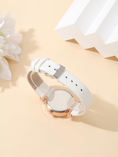 Top Plaza Ladies Classic Leather Analog Quartz Watch | Women Easy Read Arabic Numerals Watches Casual Dress Wrist Watch,Rose Gold Case