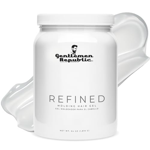 Gentlemen Republic 8oz Refined Hair Gel, 24 Hour Shine and Hold | Humidity resistant, alcohol-free formula that never flakes — professional hold made in the USA