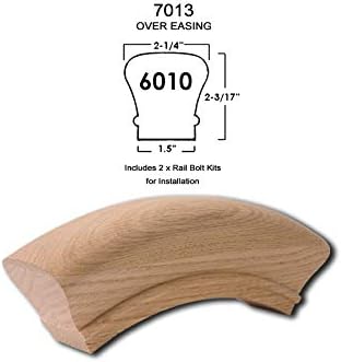 Red Oak 6010-8E 2-1/4 inch Width x 2-3/8 inch Tall Traditional Style Straight Wood Handrail for Stair Remodeling 8 feet Long