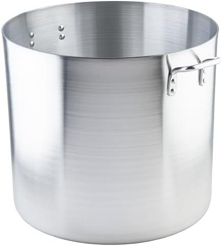 Winco 20 qt Aluminum Heavy-Duty Stock Pot | Thick walls, Riveted handles, Wide base, Great for Stocks, Soups, Pasta and Batch Cooking
