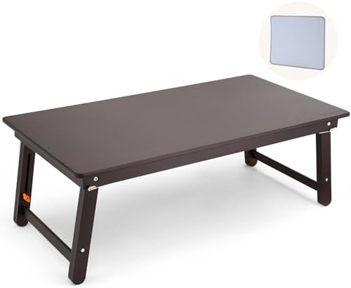 Nnewvante Large Floor Desk Foldable Tray for Adults, Bamboo 33.5 x 17.7in