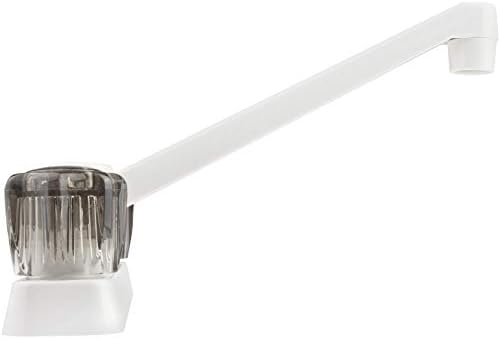 Dura Faucet DF-PK600S-BQ RV Two Handle Kitchen Sink Faucet (Bisque) | Smoked acrylic knobs give smooth, precise control of flow. Bisque Parchment. Plated ABS plastic (not metal).