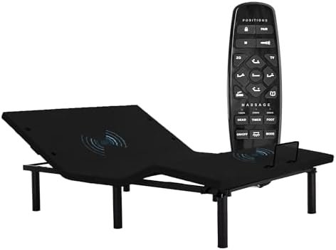 Fromann Adjustable Electric Twin XL Bed Base Frame with Massage, USB Type-C Ports, Zero Gravity, Under Bed Led Lighting and Three Leg Height (Black)