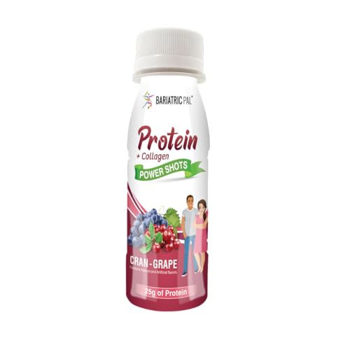 BariatricPal Ready-To-Drink 25g Whey Protein & Collagen Power Shots - Cran Grape (12 Bottles)