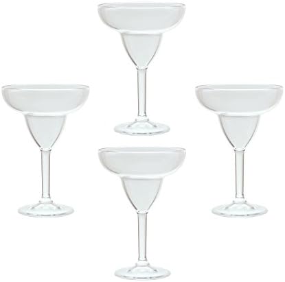 QGoods QG 12 Ounces Acrylic Plastic Margarita Glass Goblet Set of 4 Clear