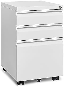 Approgreent Mobile File Cabinet for Home Office, Lockable 3 Drawer Filing Cabinet with Wheels for A4-Size/Letter-Size/Legal-Size