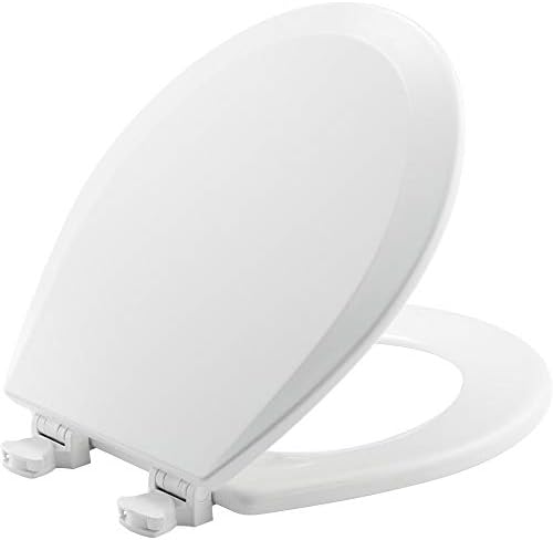 Bemis 1500EC 390 Lift-Off Wood Elongated Toilet Seat, Cotton White (Pack of 1) | Durable enameled wood resists chipping & scratching, fits all standard elongated toilets, Made in USA, 1500EC 390