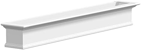 Mayne Yorkshire 60in Self-Watering Rectangular Window Box Planter, White | Self-watering, All season, Fade resistant, Customizable, Mounting brackets included, Built-in overflow, 15-year warranty