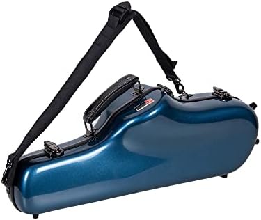 Crossrock Alto Saxophone Case-Fiberglass Hardshell with Backpack Straps in Blue