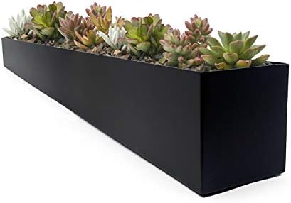 Buhbo Modern Metal Trough Rectangle Planter 32 inch, White