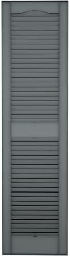 Mid America 00011455002 Standard Size Cathedral Top Center Mullion, Open Louver Vinyl Shutter, w/Installation Shutter-Lok's & Matching Screws (Per Pair), 002, 14 1/2"W x 55"H, Black