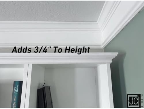 Crown Molding Kit Designed for IKEA Billy Bookshelf – Modular Top Trim for Wide or Narrow – Easy No-Tool No-Glue Installation – Fits No-Door