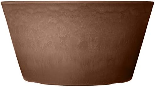 PSW Pot Collection TD25TC Plastic/Stone/Wood Composite Shallow Bulb Pan - No Drainage Hole (Drillable), Planter for Succulents, Bonsai, Fairy Gardens, Herbs, 10-inch, Terra Cotta Color