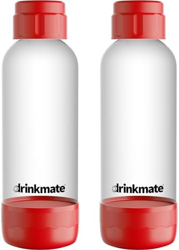 DrinkMate 0.5L Replacement Carbonation Bottles | Compatible with OmniFizz, LUX, and Spritzer | Matte Black, Pack of 2