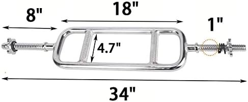 uyoyous 34'' Olympic Triceps Bar Solid Weight Bar with 2 Ring Collars