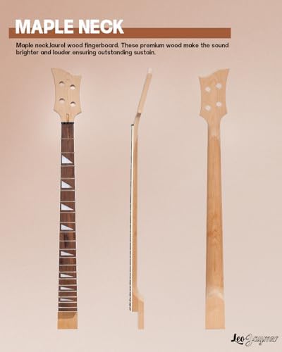 Leo Jaymz DIY Electric Bass Guitar Kit Mahogany Body Maple Neck (RB)