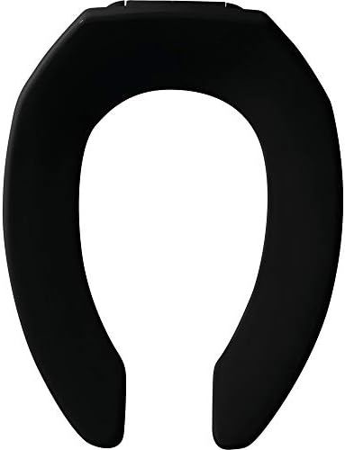 CHURCH 295CT Commercial Open Front Plastic Toilet Seat, Heavy Duty Industrial Seat without Lid, Secure Installation for Long Lasting Use, Made in USA, Elongated, Black