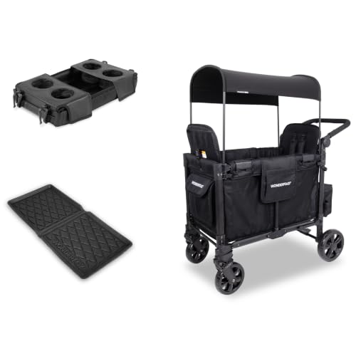 WonderFold W2 Stroller Wagon, Steel Frame, 2 Seater, Black