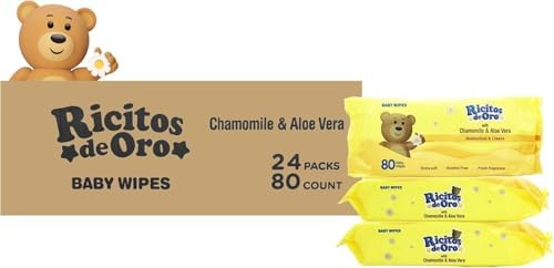 Ricitos de Oro Baby Wipes | Chamomile & Aloe Vera | 80 ct | 6-Pack