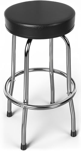 YELLOW JACKET Swivel Bar Stool with Footrest, Padded Seat | Modern Counter Barstool, 360° Swivel, Ball Bearing, Anti-Slip Caps
