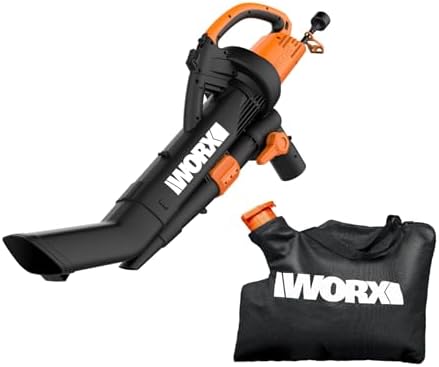 WORX Trivac 3-in-1 Electric Leaf Blower/Leaf Vacuum/Leaf Mulcher, WG509 | 350CFM & 210MPH Airflow, 18:1 Mulch Ratio for Efficient Leaf Removal, Corded